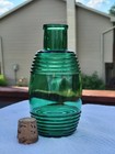 Near Attic Emerald Green Small Barrel Form Pickle Condiment Bottle Jar Sharp