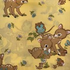 Vintage Baby Forest Animals Flowers Yellow Nursery Unmarked Poly cotton  3 Yds