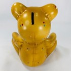 Teddy Bear Piggy Bank Ceramic Hand Painted    adorable    Incomplete
