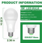 15 Pack Led Light Bulbs 15w 100w Daylight A19 6500k E26 Replacement Lamp