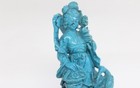 Chinese Turquoise Stone Carved Girl Figurine