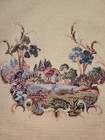 Vintage Needlepoint Petit Point Cottage Scene Unframed Cottagecore