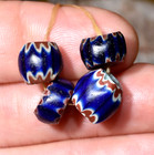 Antique Venetian Seven Layer Chevron Drawn Cane Beads African Trade From Nigeria