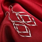 Womens 925 Sterling Solid Silver Twist Spiral Long Drop Dangle Charm Earrings