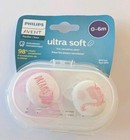 Philips Avent 2 Pk Ultra Soft Pacifier 0-6  Sensitive Skin Pink white   Case New
