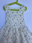 Vintage Girls Size 4 Fit   Flare Floral Dress White pink Sleeveless