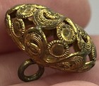 Unusual Hollow Filigree Victorian Gold Tone Metal Vintage Antique Button  a28