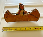 Vtg Birchbark Skokum 8  Canoe Mohawk Trail Mass Native American Hanging Souvenir