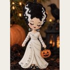 Diy Midnight Bride Of Frankenstein Embroidered   Sequin Craft Felt Ornament Kit
