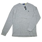 New Polo Ralph Lauren Men   s Gray Waffle Long Sleeve Crew Slim Fit Shirt Nwt