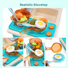 Cute Stone Play Kitchen Sink Toys With Upgraded Real Faucet  Play Cooking Stove 