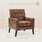 Set Of 2 Faux Leather Accent Chairs     18 5 h Yellowish Brown Armchairs For Livin