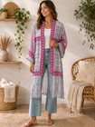 Bcbgmaxazria Women   s Xs s Pink Print Haori Kimono Chiffon Polyester