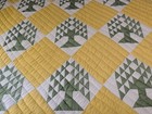 Vtg Handmade Machine Stitched Quilt Patchwork Shake The Tree  Of Life Yellow 88 