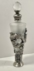 Vintage Frosted Glass   Pewter Dragon Castle Perfume Bottle Jeweled