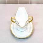 Paul Muller Selb Double Handle Gold Trim One Piece Oval Gravy Boat And Saucer
