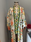 Vintage Japanese Kimono Robe Made In Japan Floral Print With Butterflies