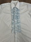 Vintage After Six Light Powder Blue Ruffled Tuxedo Shirt