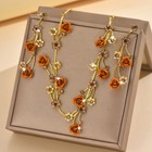 Blue brown purple Rhinestone Small Rose Flower Necklace Earrings Jewelry Set