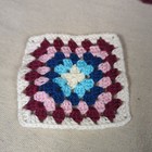 Lot 38 Granny Squares Crochet Cotton Incomplete Project Pink Blue Burgundy