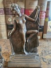 Rare Verona Art Deco Nude Women Floral Bronze Bookends - Antique Pat-pending