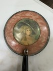 Antique Folding Hand Pocket Purse Mirror With Image Of Victorian Lady