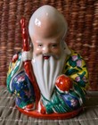 Vintage Chinese Porcelain Shou Xing God Of Longevity Figurine 6    Colorful Statue
