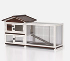 2 Tier Wooden Rabbit Hutch Bunny Cage Chicken Coop Pet House W run In outdoor