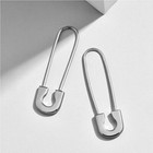 Silver Safety Pin Paper Clip Dangle Earrings Minimalist Fashion Jewelry Women