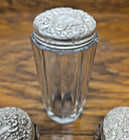  set Of 3 Antique English Sterling Crystal Glass Vanity Bottels Rare Mint Cond 