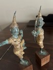Two Antique Gilt Bronze Thai Prince Phra Rama Archer Statue Figurines