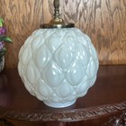 Vtg White Milk Glass Shade Light Raised Quilt Pattern Mcm Swag Ceiling Or Hangin