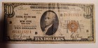  10 1929 New York City Ny National Currency Note Federal Reserve Bank Note Bill 