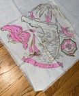 Vintage 50s State Of  Florida Souvenir Head Scarf cream pink gold 30    X 28 1 2   