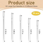 50 Pcs Sewing Needles Large Eye Hand Sewing  5 Sizes Embroidery Needles