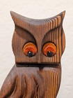 Vtg Mcm Cryptomeria Owl Witco Style Wooden Wall Plaque Figurine