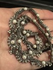 Antique Sterling Silver Marcasite Natural Seed Pearl Necklace 925