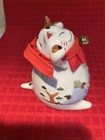     Japanese Lucky Cat Coin Box    Maneki Neko Piggy Bank Auspicious Ceramic