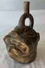 Original Pre-columbian Pottery Jaguar With Bird In Mouth Effigy Stirrup Vessel