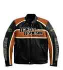 Harley Davidson Men   s Classic Orange Cruiser Jacket Biker Genuine Leather Jacket