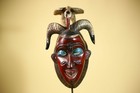 African Hand Carved Guro Mask With Bird   Ram Horns Tribal Art Wall Decor-g6053