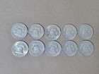 Lot Of 10 Franklin Half Dollar Coins - 90  Silver - 1963 And Prior - Circulated