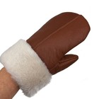 Sheepskin Shearling Mittens     Warm Winter Leather Gloves Men   s women   s     Brown