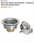 Glacier Bay Spin Lock Kitchen Sink Strainer-stainless Steel With Polished Finish