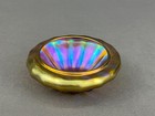 Antique Quezal Gold Iridescent Glass Ribbed 2       Open Salt Cellar  f 