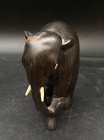 Ebony Wooden Elephant 4    Statue Hand Carved Dark Solid Wood Vintage A