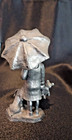 Michael Ricker Solid Pewter Signed  4 5  Statue figurine Girl W Umbrella   Teddy