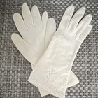 White Beaded Wrist-length Evening Formal Gloves  Pair For Bridal Or Evening Wear