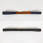 Vintage 80s Golf Belt Mens 36 Striped Woven Cotton Charcoal Gray Tan Leather