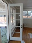 White French Double Doors With Clear Glass Panels  Wood  Traditional Style